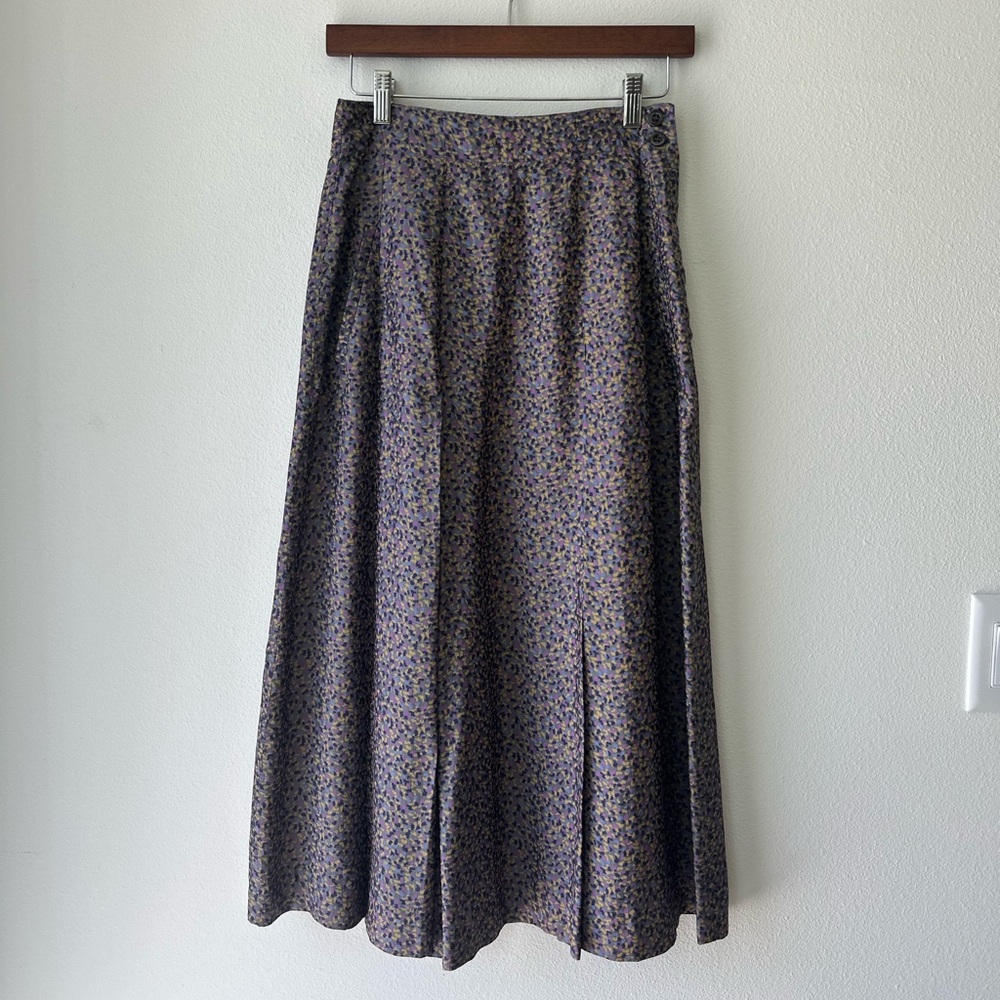 Vintage Esprit Pleated Midi Skirt With Pockets, Purple Grey 26.5” Waist 32” Long